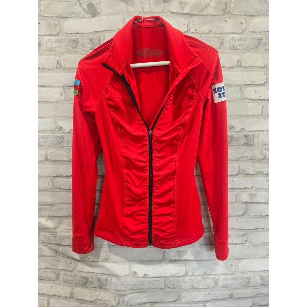 VSX Victoria's Secret Sport Red Full‎ Zip Ruched Jacket XS Sochl.ru 2014 Patches